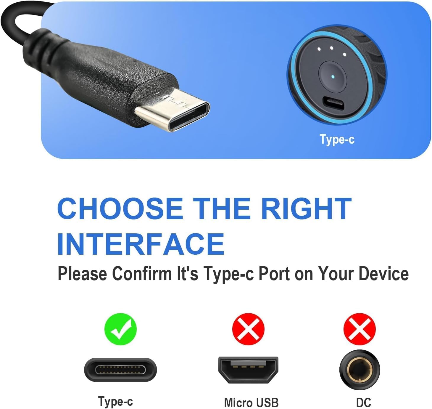 Type C Charger Cable 5V 2A Massage Gun Charger Power Cord Type C Charging Cord, Compatible for Sportnear Mini 2 Mini 3, R3,Reflux,alt AUKEY Home,ALK are Charging Cord
