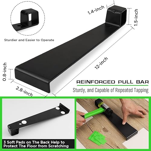 Miniatura 4 de SWANLAKE - Herramientas para pisos laminados de 50 piezas, kit de instalación de pisos de madera laminada con 44 espaciadores, mazo de mango de
