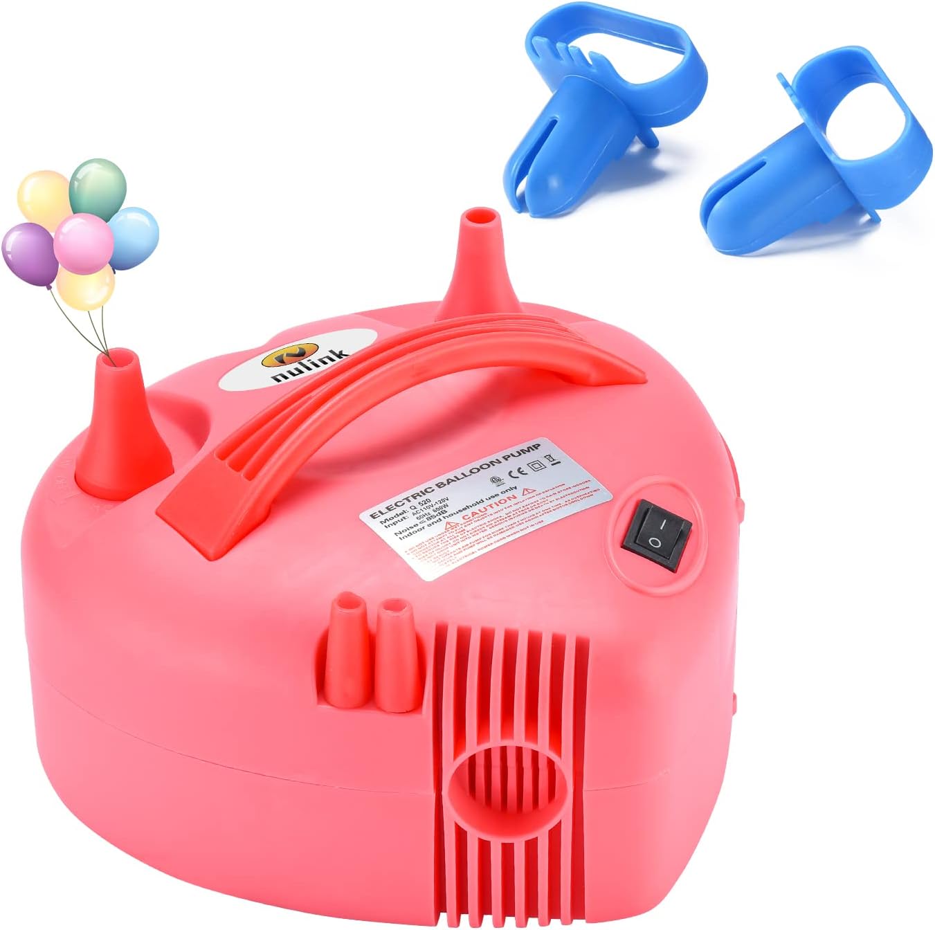 Electric Balloon Pump, NuLink Portable Dual Nozzle 110V 600W Electric Balloon Blower Pump for Decoration, Party [Pink]