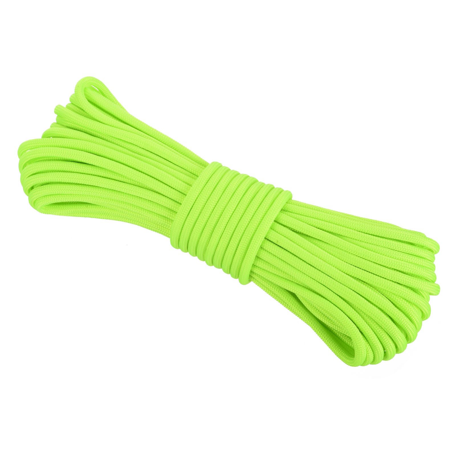 Rebower 550 Paracord Rope 15m, 4mm Thin Paracord Nylon Cord 7-Strand Core [for Tent Camping Outdoor Gear] - Fluorescent Green