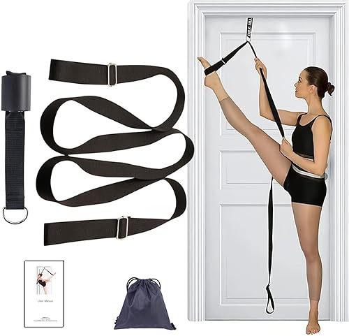 Correa elástica con anclaje de puerta y banda de resistencia – Mejora la flexibilidad de estiramiento de piernas para divisiones, ballet, baile,