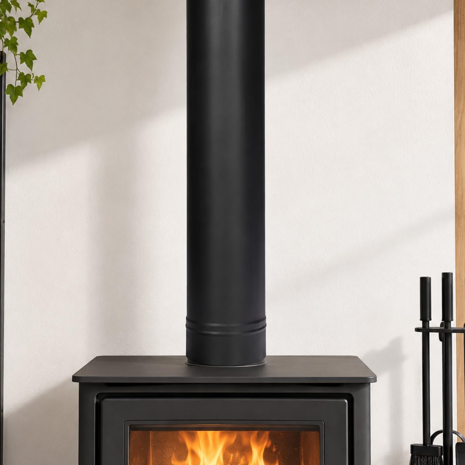 Qianly Raccordo Cilindrico in Metallo Nero per Canna Scarico 150 Mm Durevole Pratico per Camini Combustibile, Lavori in Officina, Stile C