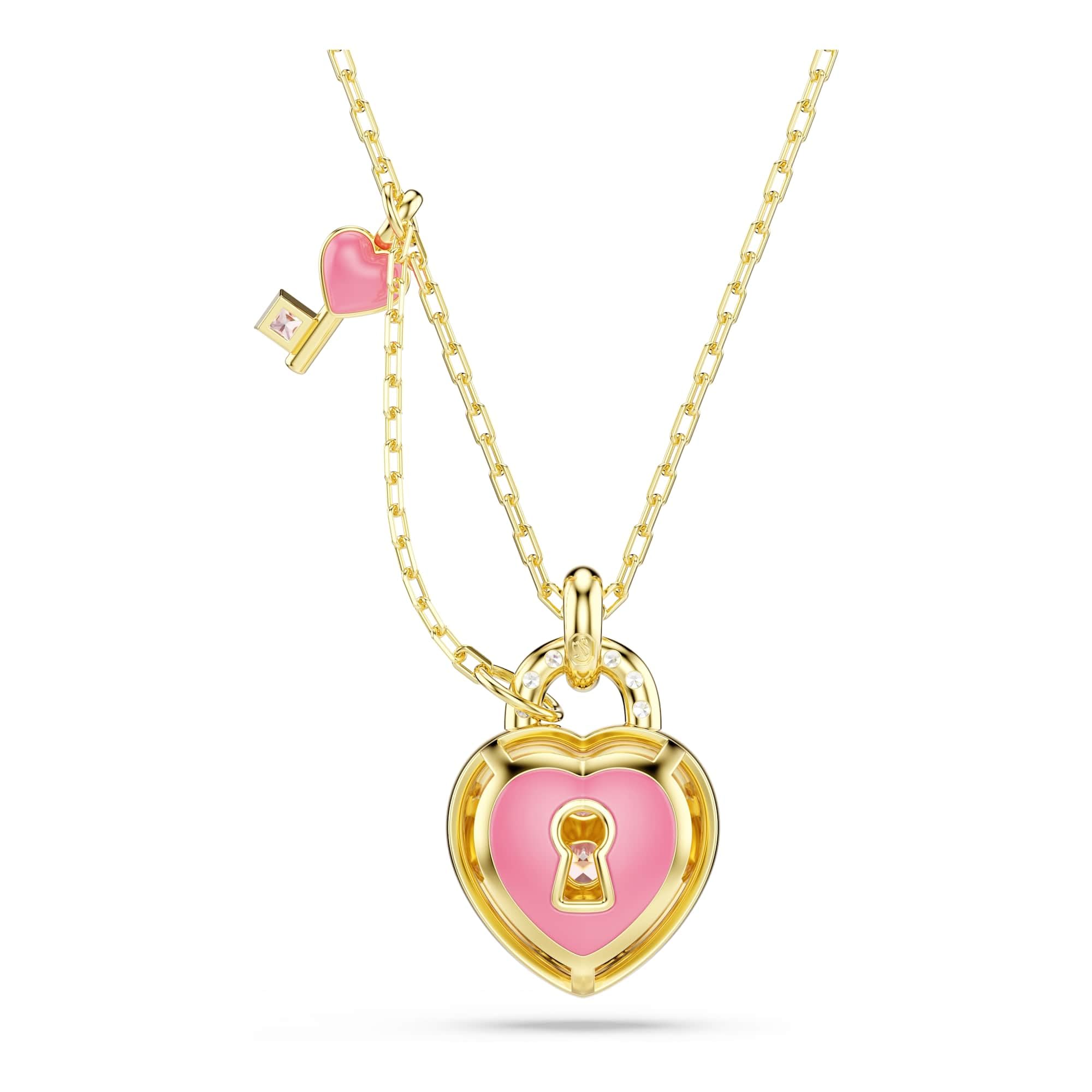 Swarovski Idyllia Kolekcja, Mixed Cuts, Heart With Key, Różowy, Wykończenie 18k złoto
