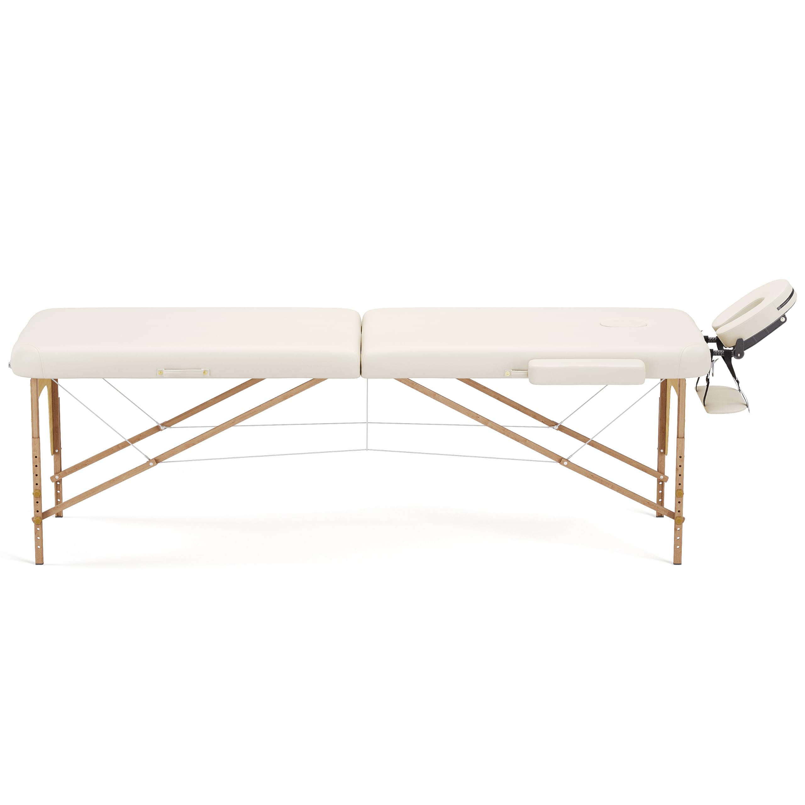 Beltom® Lettino per Massaggi 2 Zone in Legno + PORTAROTOLO + RICHIUDIBILE + Pannello Reiki + LETTINI da Massaggio Portatile - ESTETICA Fisioterapia FISIOTERAPISTA Tattoo Tatuaggi - Panna
