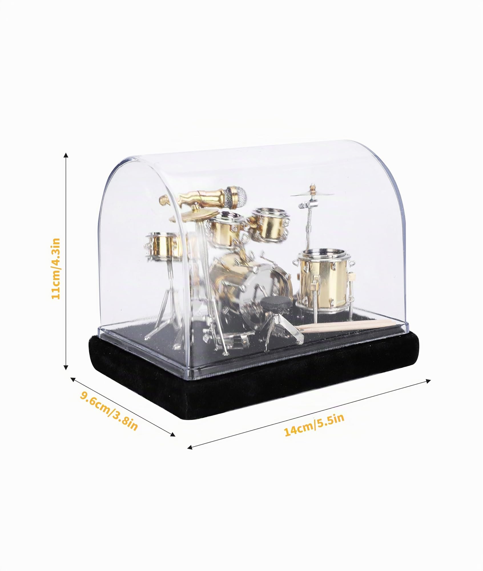 Gugxiom Mini Set di Batteria con Espositore e Base, Mini Kit di Batteria in Metallo, Set di Batteria per Strumenti Musicali in Miniatura, Mini Batteria per Regali Famiglie Amici
