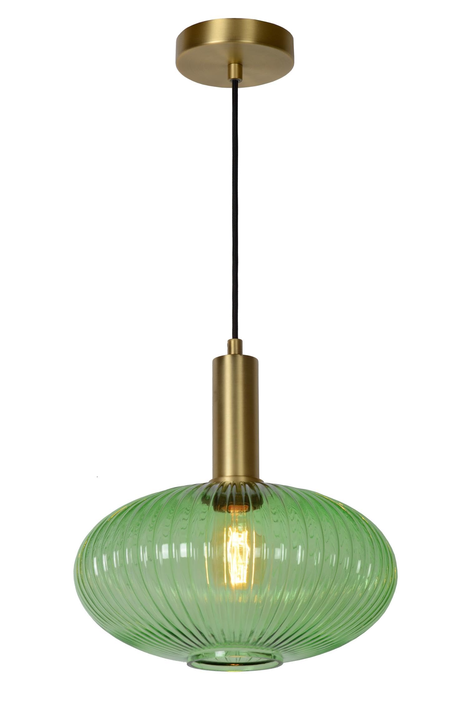 Lucide MALOTO Retro Pendant Light - Dimmable Adjustable - 1xE27 - Green Glass Metal