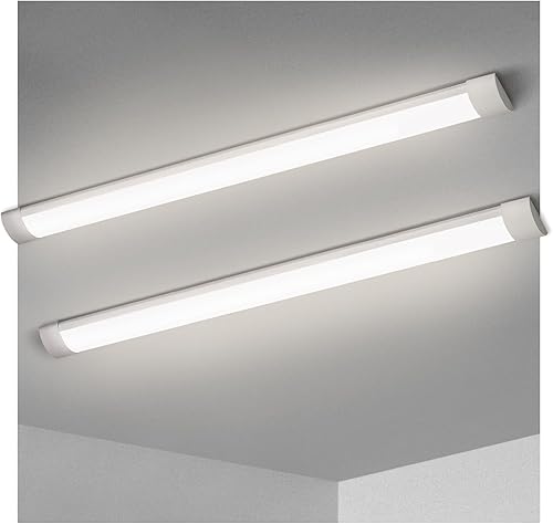 KILIPOL Luz LED de listón de 4 pies, luces de tubo LED delgadas montadas en superficie de techo, 40 W 4000 K, blanco neutro para oficina, tienda,