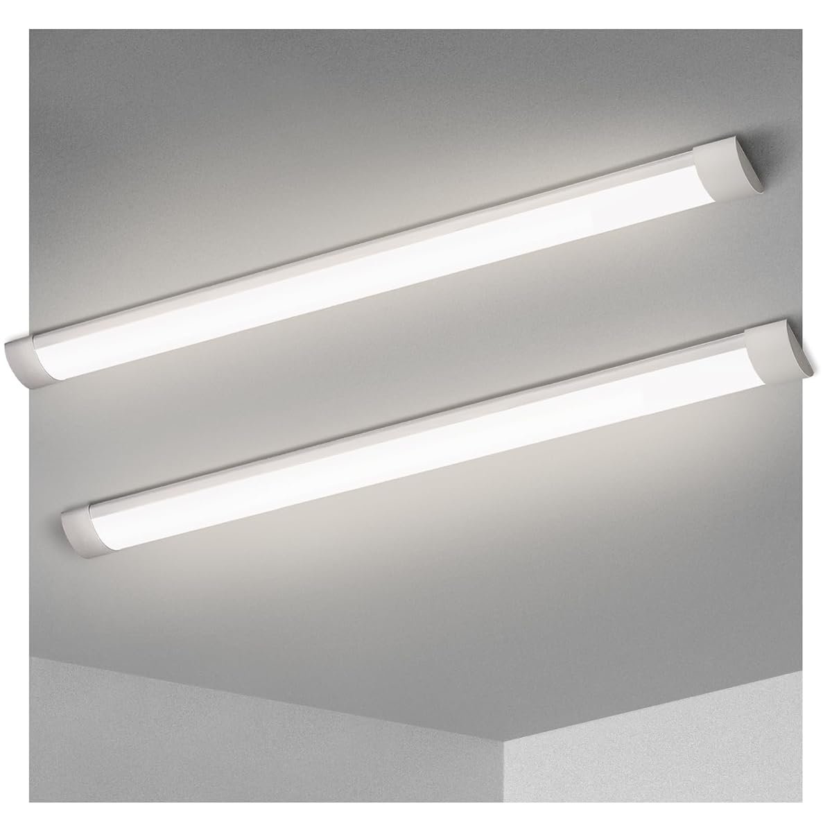 KILIPOL 4FT LED Batten Light, 40W Neutral White, Slim Design, 2 Packs, Ceiling