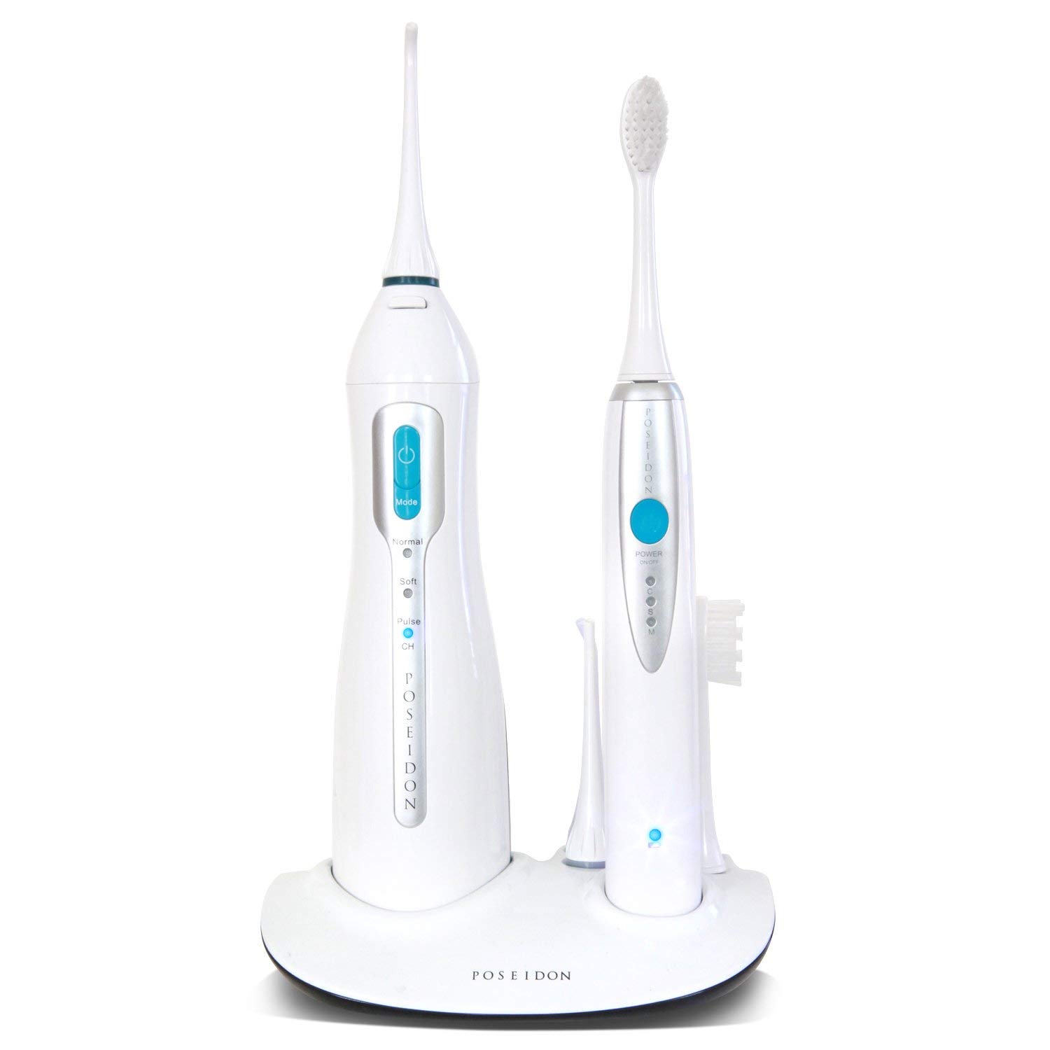 ToiletTree ProductsPoseidon Irrigator and Toothbrush Combo - Rechargeable Sonic Toothbrush and Oral Irrigator to Support Oral Health and Fight Bad Breath - Comes with Extra Tips for Multiple Users