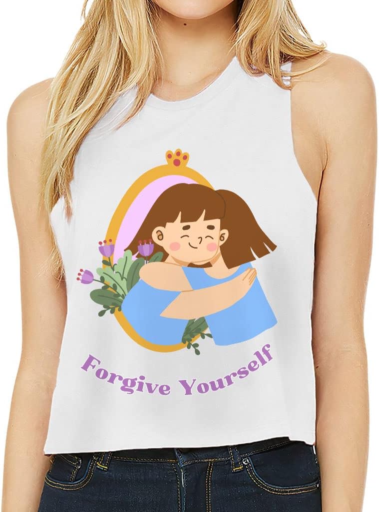 Forgive Yourself Racerback Cropped Tank - Cute Women's Tank - Graphic Tank Top