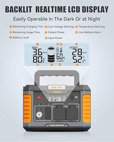 Miniatura 7 de BALDR Pioneer estación de energía portátil de 500 W, 461 Wh, generador solar, batería de litio de reserva con inversor de onda sinusoidal pura, para