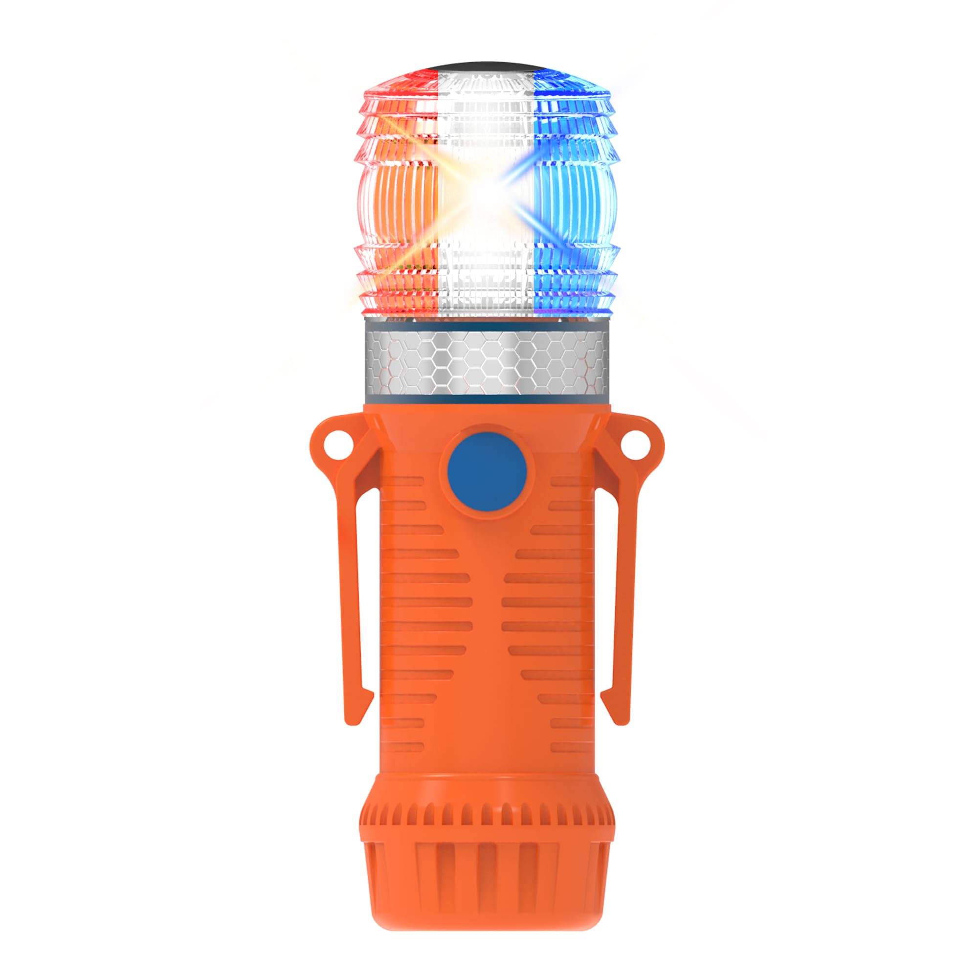 7.83inch Emergency Strobe Lights for Trucks with Magnetic Cap, IP68 Waterproofed Emergency Lights for Vehicles, Flashing Lights,Flashing and Staying on (RED&amp;Blue&amp;White)