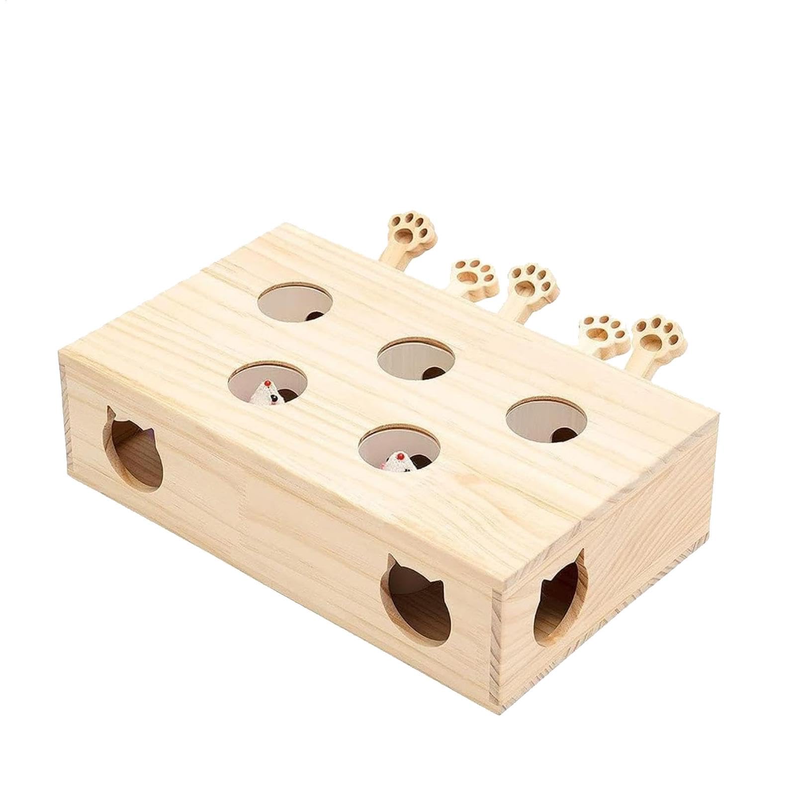Jouet de Chasse pour Chat – Jouet Mignon pour Chaton à Cacher, Jouet pour Attraper Les Souris pour Chat | Jouet pour Chat à Cacher, Jouet Intelligent pour Chat d'intérieur | En bois pour l'exercice et le actif des chats et des chatons d'intérieur