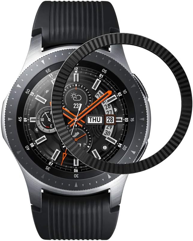 LDFAS Bezel Ring Compatible for Galaxy Watch 46mm, Adhesive Cover Anti Scratch Stainless Steel Protection Case Compatible for Samsung Galaxy Gear S3 Frontier & Classic Smartwatch, Black