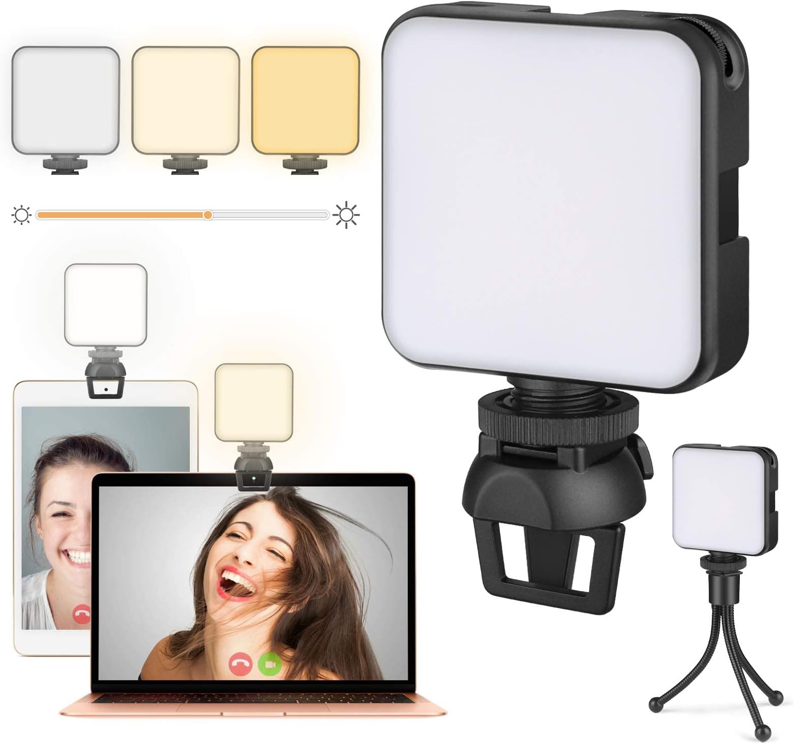 Excefore Video Conference Lighting Kit, Selfie Light with Front & Back Clip, Zoom Light for Phone, iPhone, Android, iPad, Laptop, Camera, for Makeup, Selfie, Vlog, Video Conference