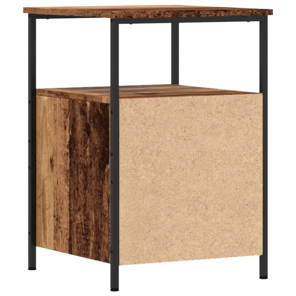 Comodini legno antico 2 pezzi 34x35,5x50 cm in legno multistrato con 2 cassetti e scomparto, gambe metallo stabili, mobiletto salvaspazio per camera da letto soggiorno ingresso