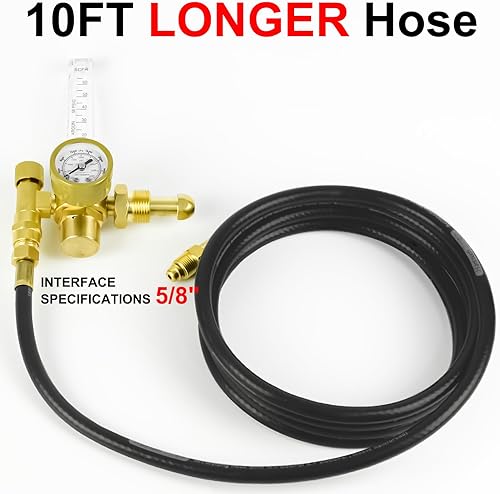 Miniatura 2 de Regulador de argón de CO2 Medidor de flujo de argón Medidor de regulador de gas para soldadura Mig Tig con soldadura de manguera de gas de 10 pies