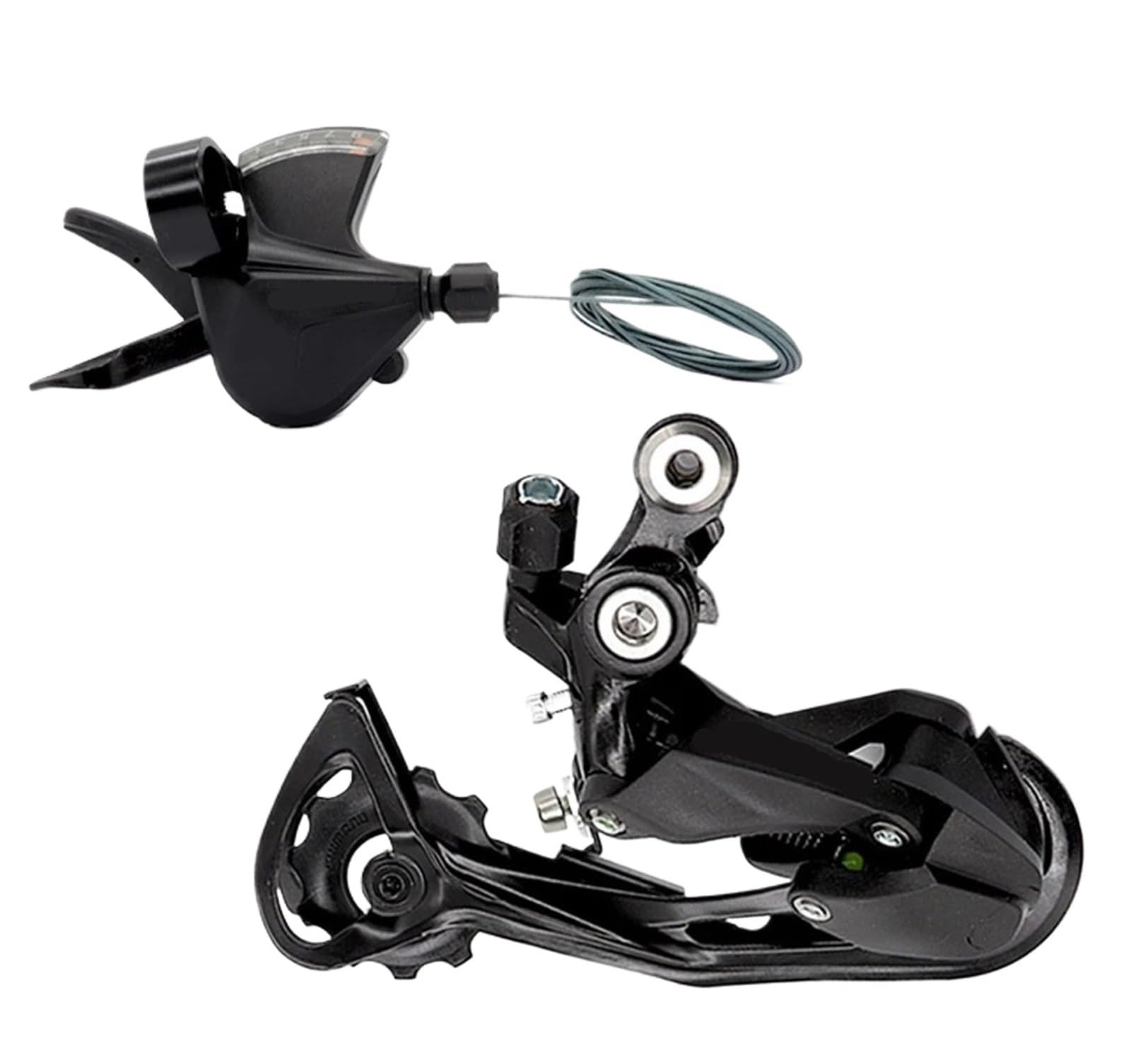 Generisch Kompatibel Mit Shimano MTB 9S Right Shifter SGS Schaltwerk-Kit | 9-Gang-SGS-Langkäfig-Set mit rechtem Schalthebel und Schaltwerk for Mountainbike-Strecken