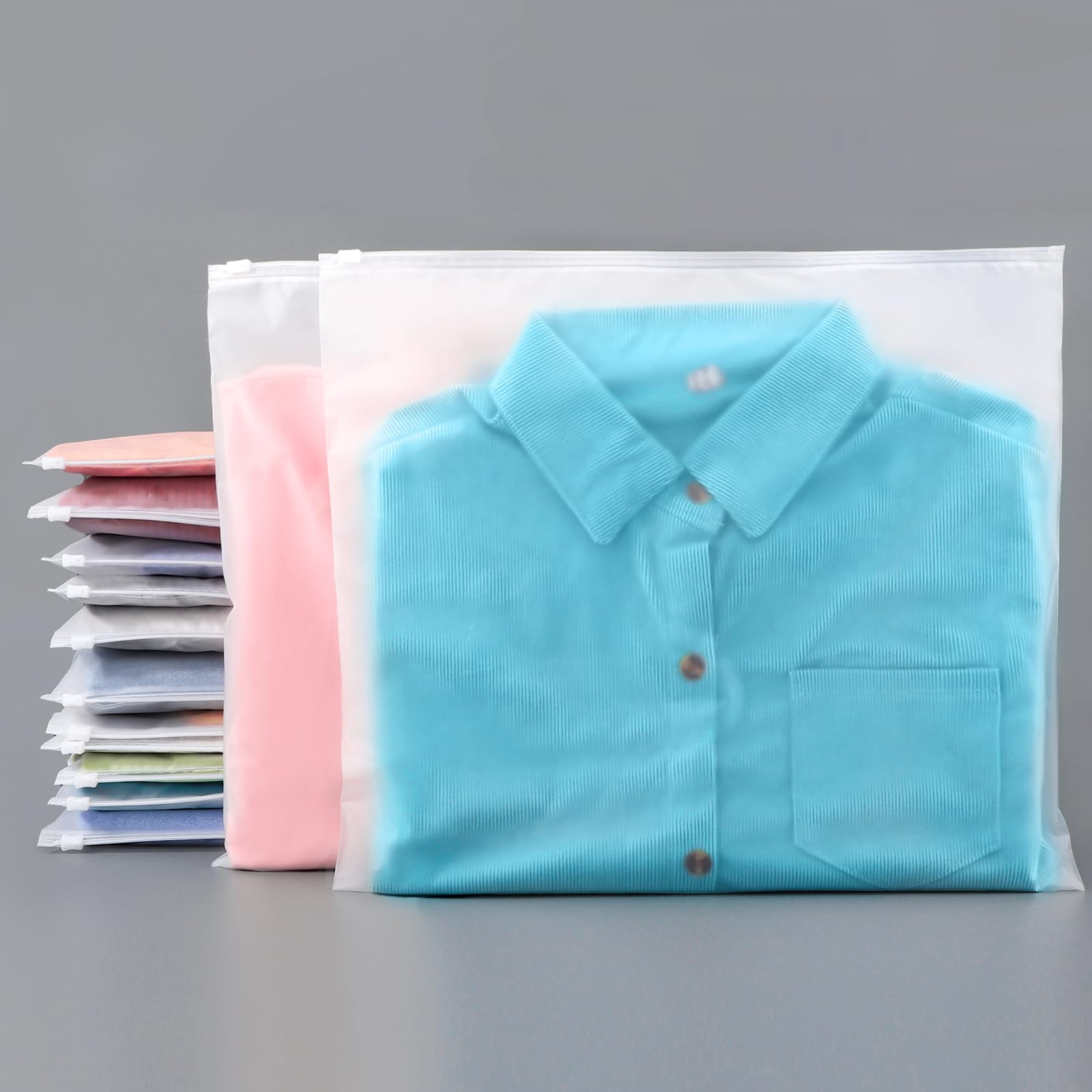 Lot de 50 grands sacs à fermeture éclair pour vêtements, 40 x 35 cm, sacs en plastique, imperméables et anti-mites, organiseur de sac de maternité (sans trous d'aération)