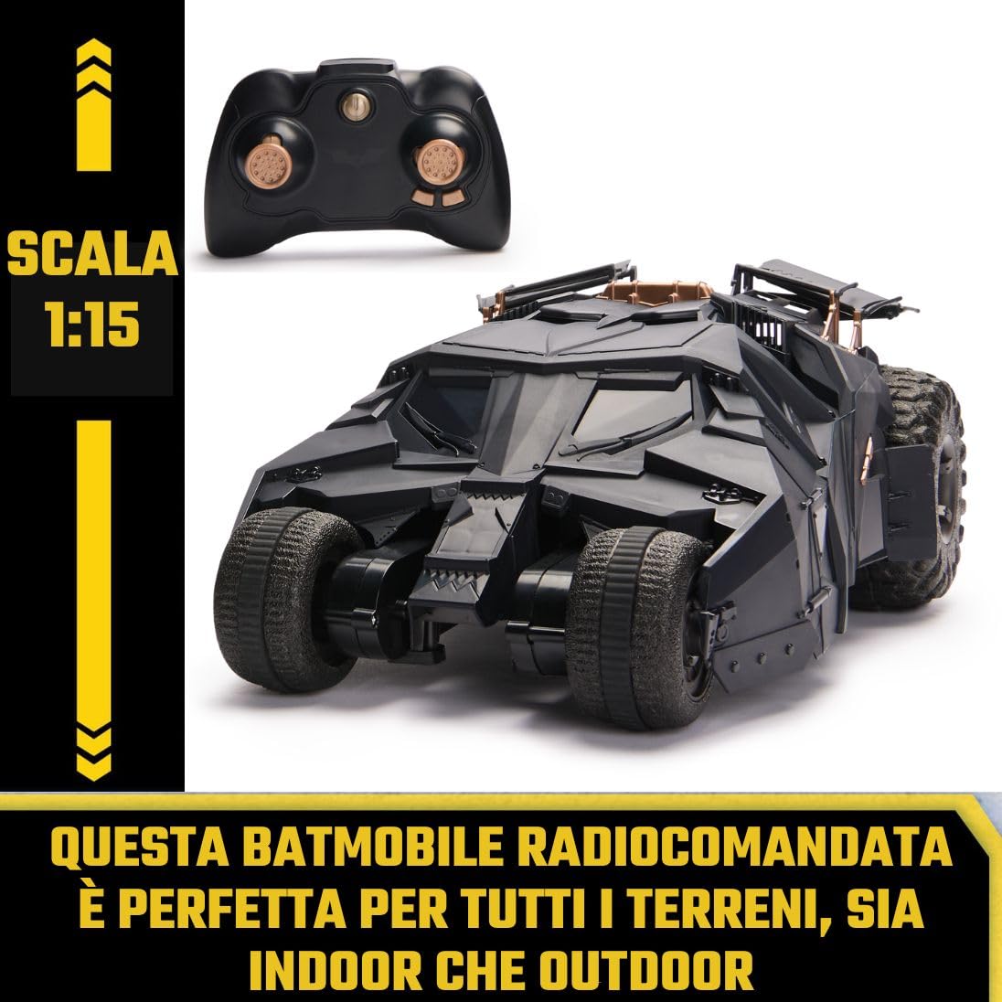 DC Comics, Batmobile Radiocomandata da "Batman il Cavaliere Oscuro". Giochi per Bambini e Bambine, 3+ Anni