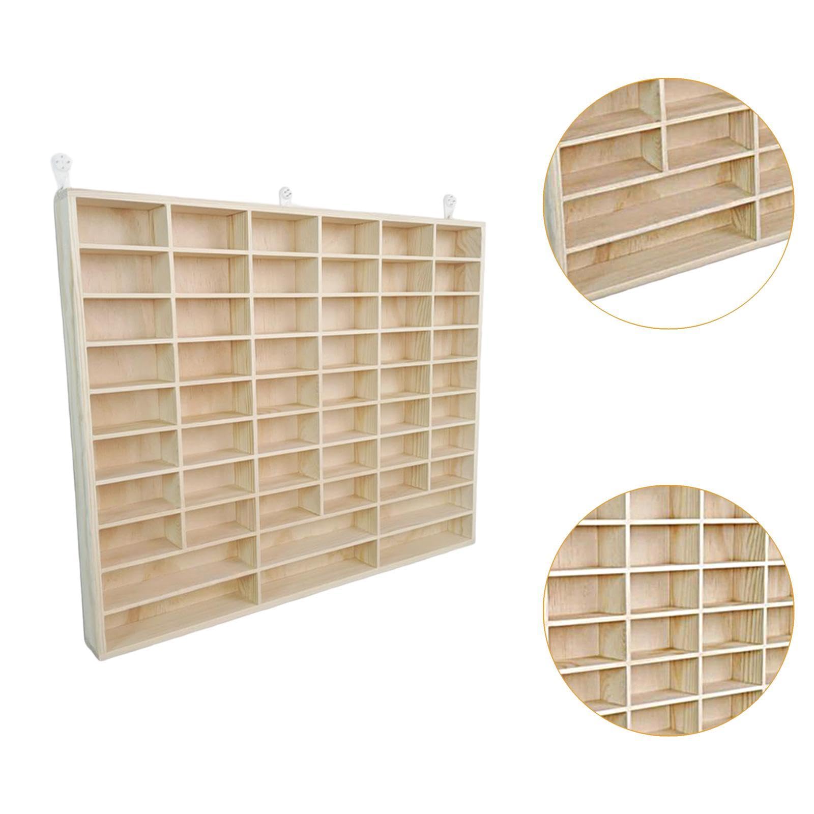 Holz Wand Display Rack Für Miniatur Autos | massives Holz, platzsparend, 54 Fächer, für Modellautos