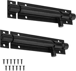 Bivethoi 2 PCS 4 Inch Barrel Bolt Latch Black Door Latch Hardware, Small Slide Latch Lock Heavy Duty Security Bolt, Aluminum Alloy Gate Slide Lock Latch Mini Warehouse Garage Door Latch (1.3mm Thick)