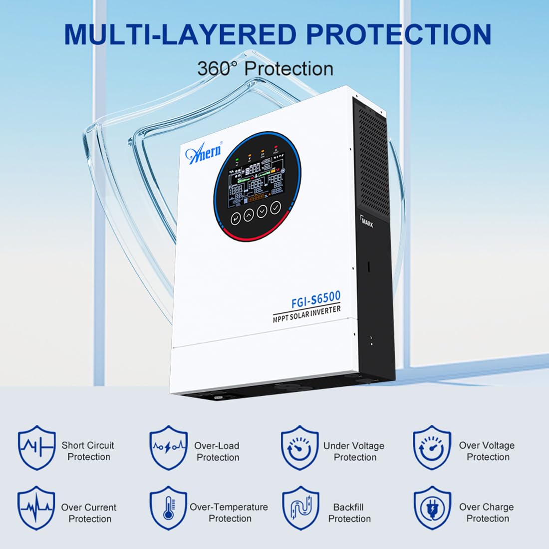 Anern Inverter ibrido 12000 W 48 V CC A 220-240 V AC, invertitore solare autonomo, regolatore di carica Mppt 160 A integrato, doppio ingresso fotovoltaico, doppia uscita Ca,può funzionare senza