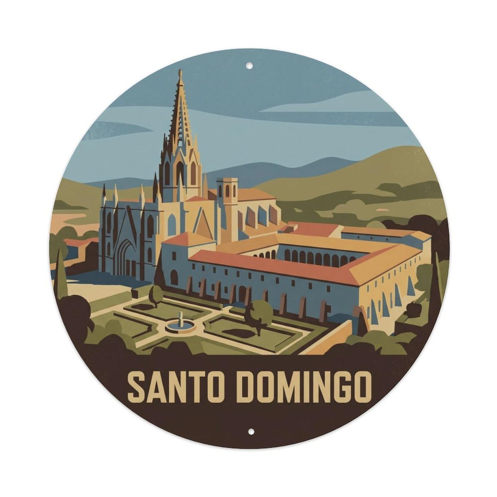 Olhnbad Style Vintage Santo Domingo Pollenca Convent Church Mallorca Metal Tin Sign