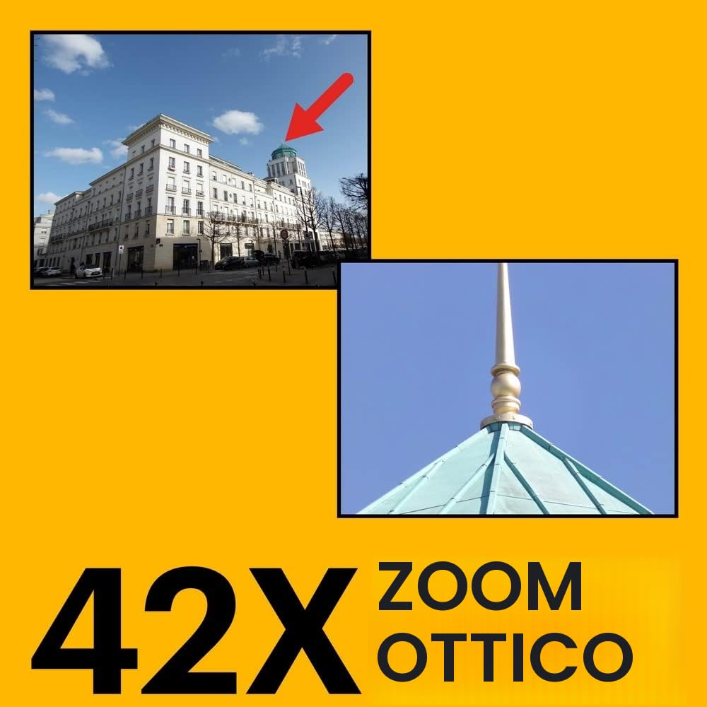 KODAK Pixpro Astro Zoom AZ425 - Fotocamera digitale Bridge, Zoom ottico 42X, grandangolare da 24 mm, 20 megapixel, LCD 3, video Full HD 1080p, batteria agli ioni di litio - rosso