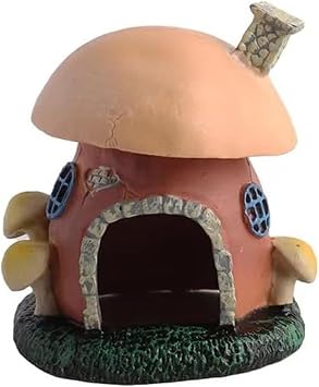 Miniature Mushroom Statue Toad House Small Fish Habitat, Suitable for Various Fish and Amphibians, Including Turtles, Toads, and Hiding Houses of Different Sizes