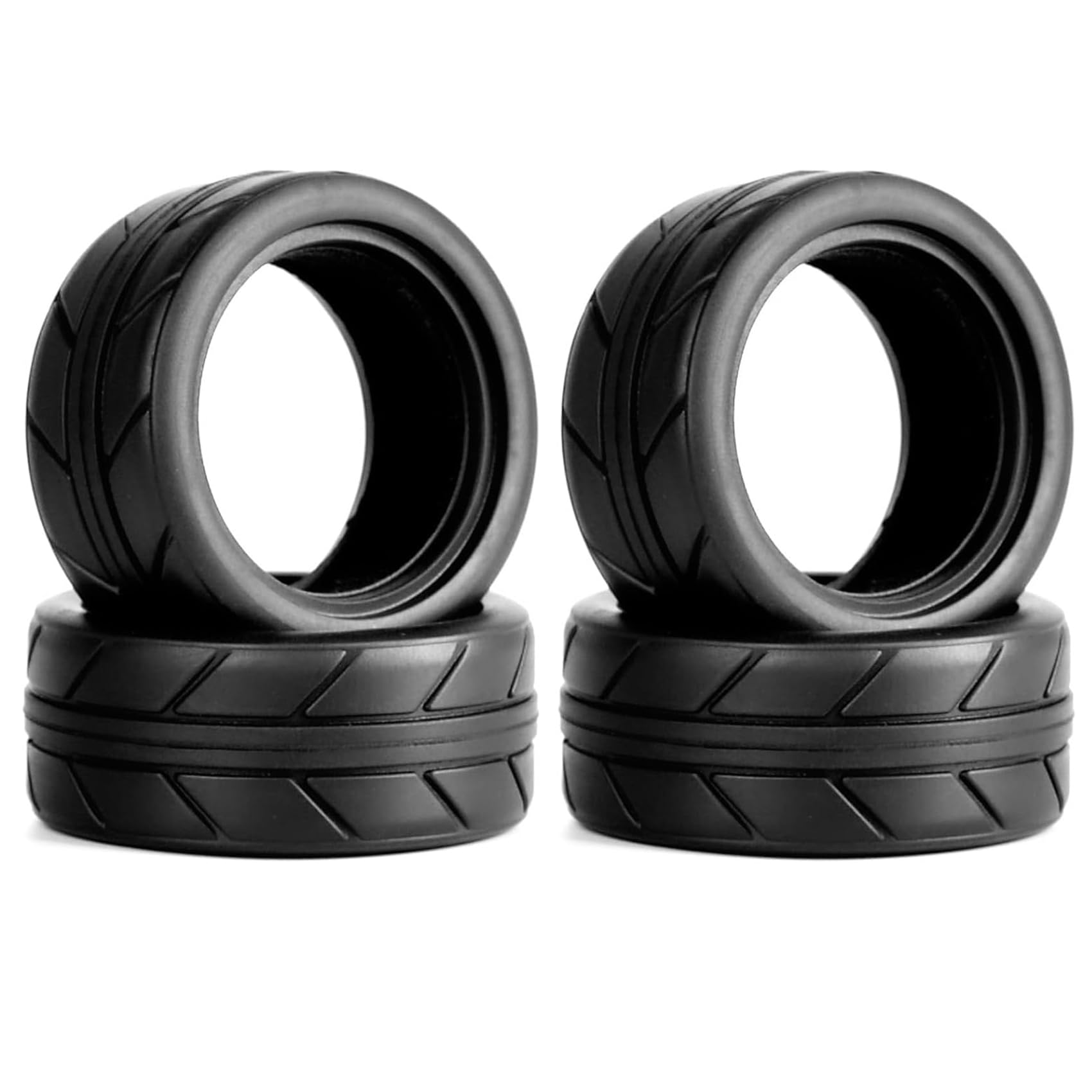 KINGCOO 1/10 RC Car Tyres on the Road, Pack of 4 RC Car Rubber Tyres with Foam Inserts Tyres for 1:10 RC On Road Runflating Touring Racing Car for Tamiya HSP HPI Kyosho (G-66 mm) โ image 1