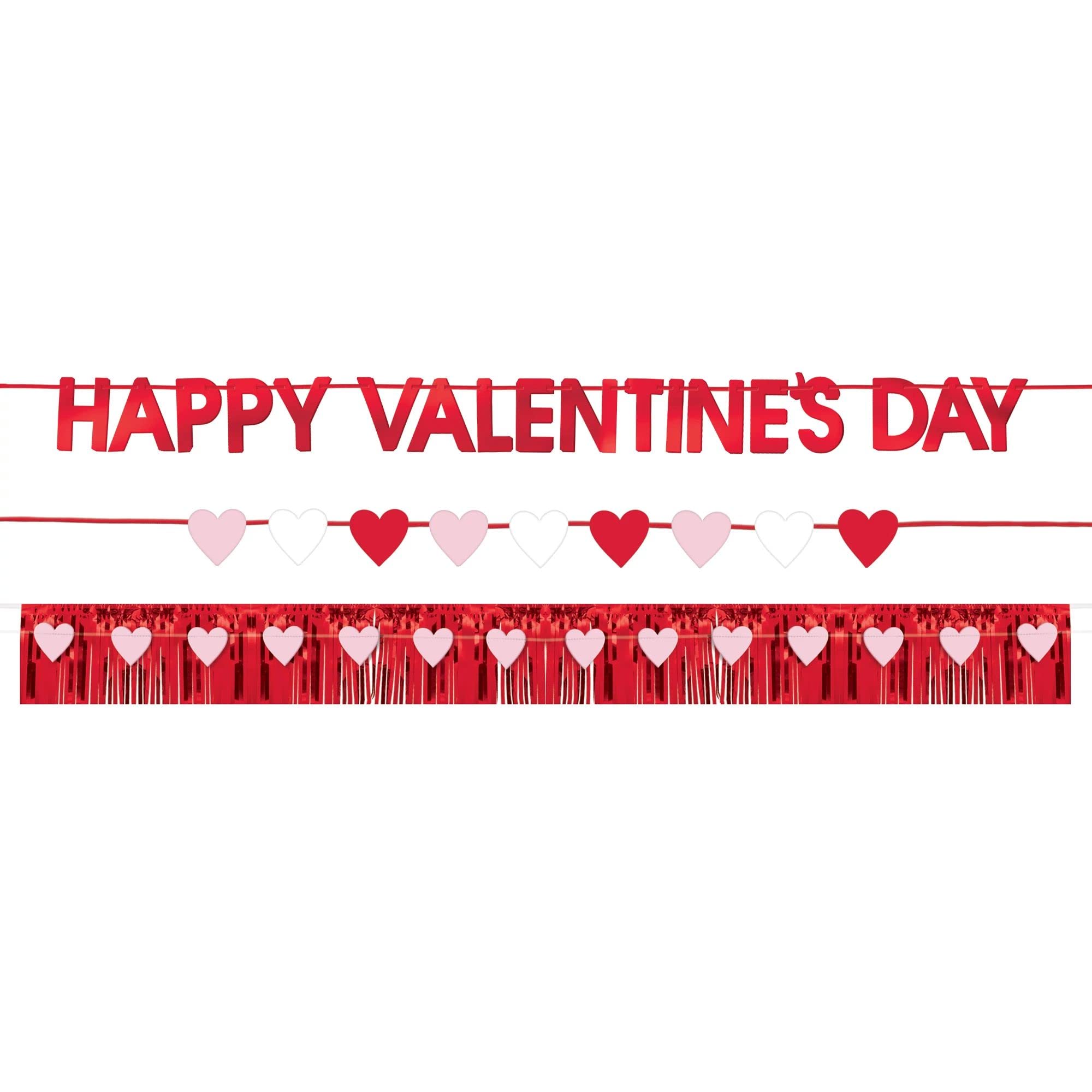 Amscan 120865 - Kit de pancarta para el día de San Valentín, 20 x 183 cm, color rojo, 4 unidades