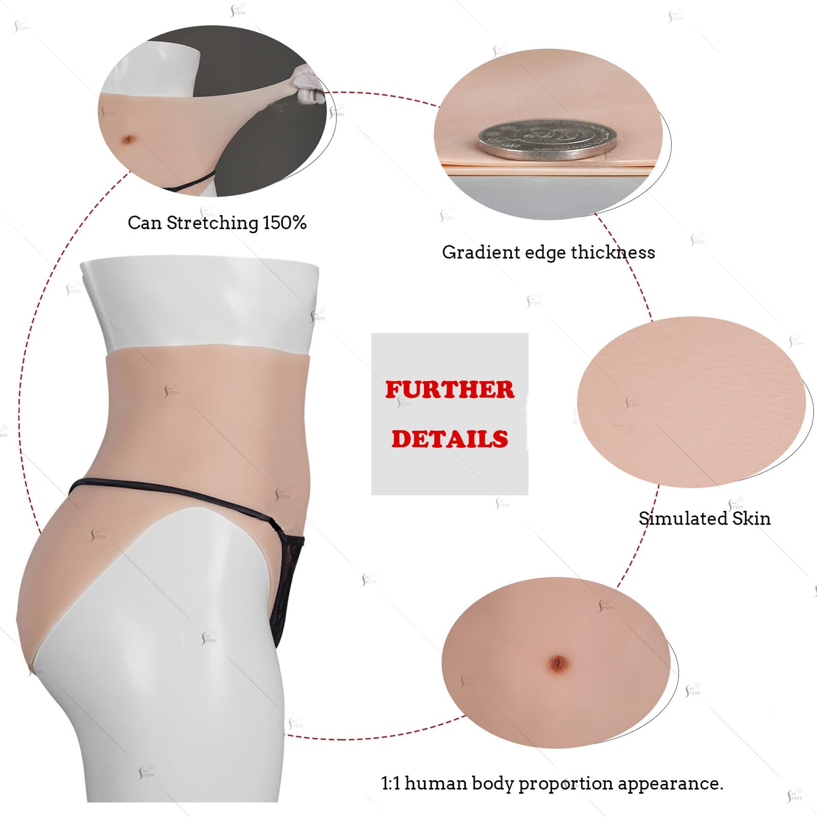 FSYH Silikonowe spodnie na biodrach Crossdresser Męskie spodnie Gaff Panty Shaper Push Up Hips for Transgender Cosplay