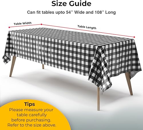 Miniatura 9 de Exquisite Mantel para mesa de pícnic, paquete de 12 manteles redondos de plástico de alta calidad, mantel de plástico desechable a cuadros azul