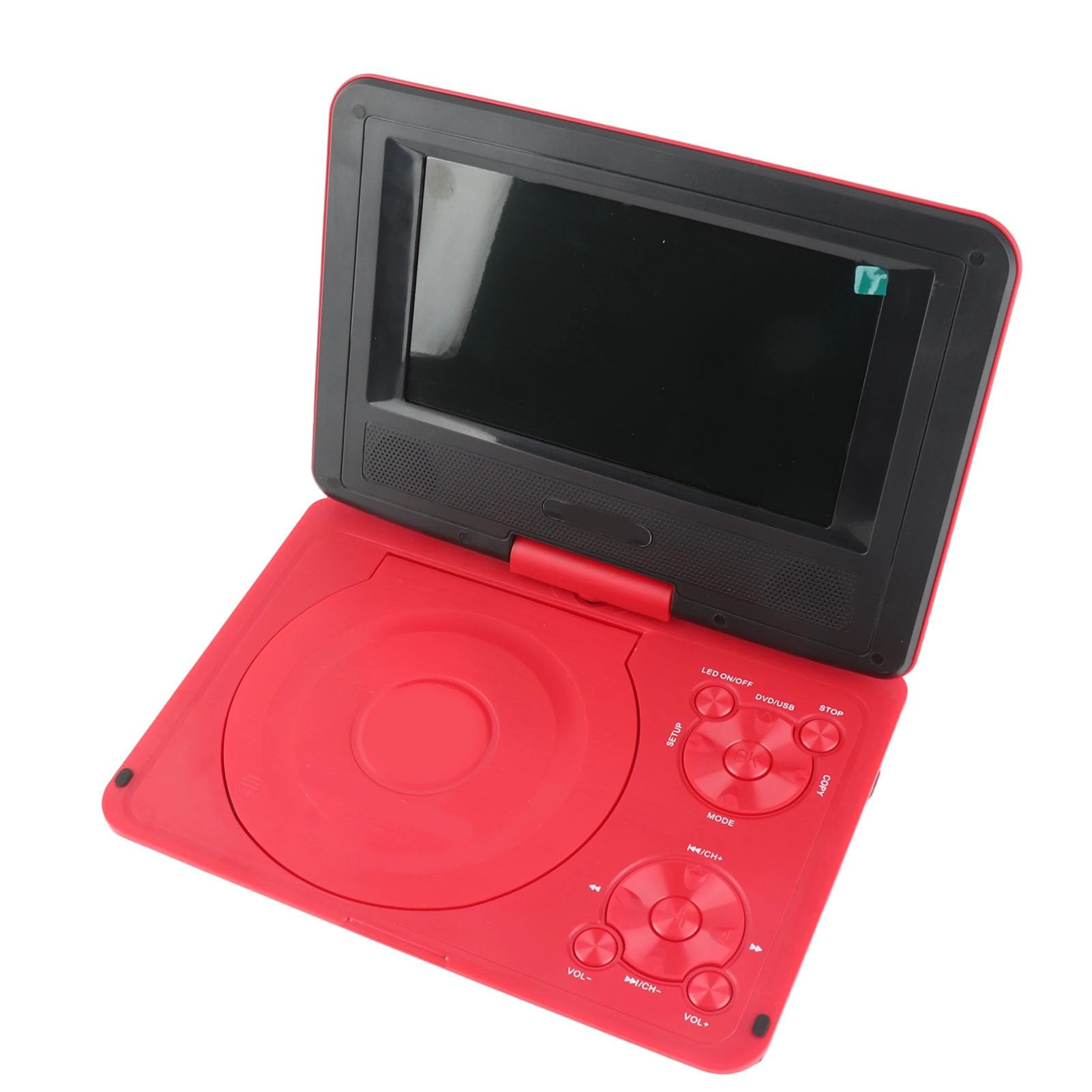 Lettore DVD Portatile con Ampio Schermo Girevole, Lettore DVD Mobile 806 1500mAh Ricaricabile, Supporta Sincronizzazione TV/Scheda SD/USB/Region (Rosso)