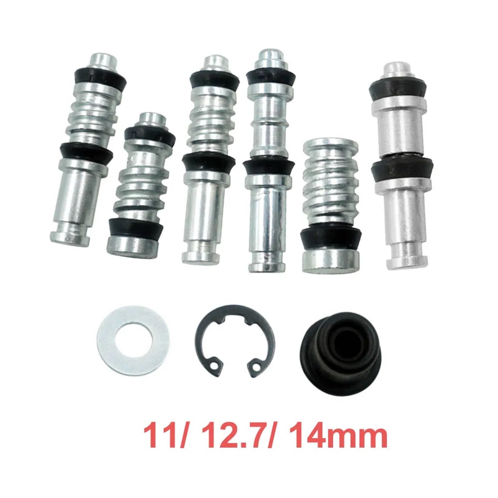 Kit di Riparazione per Pompa Freno a Disco per Moto, Cilindro Principale Anteriore e Posteriore,vaschetta in Pelle, 14 mm, 12,7 mm, 11 mm Arretratore Pistoncini(004(11MM))