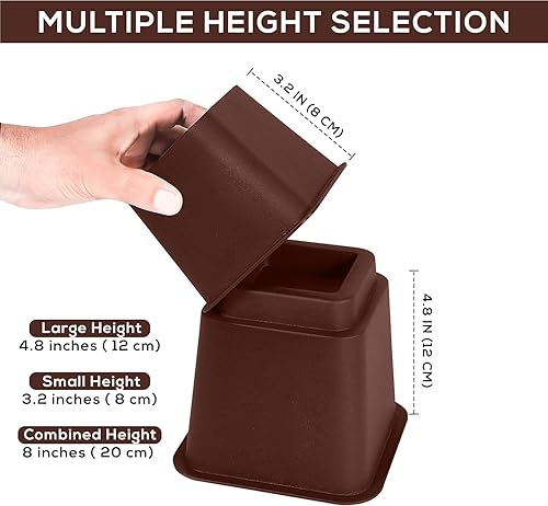 Miniatura 14 de Utopia Bedding - Juego de 8 elevadores de muebles ajustables de alta calidad – elevador de cama de 5 a 9 pulgadas, elevador de mesa, elevador