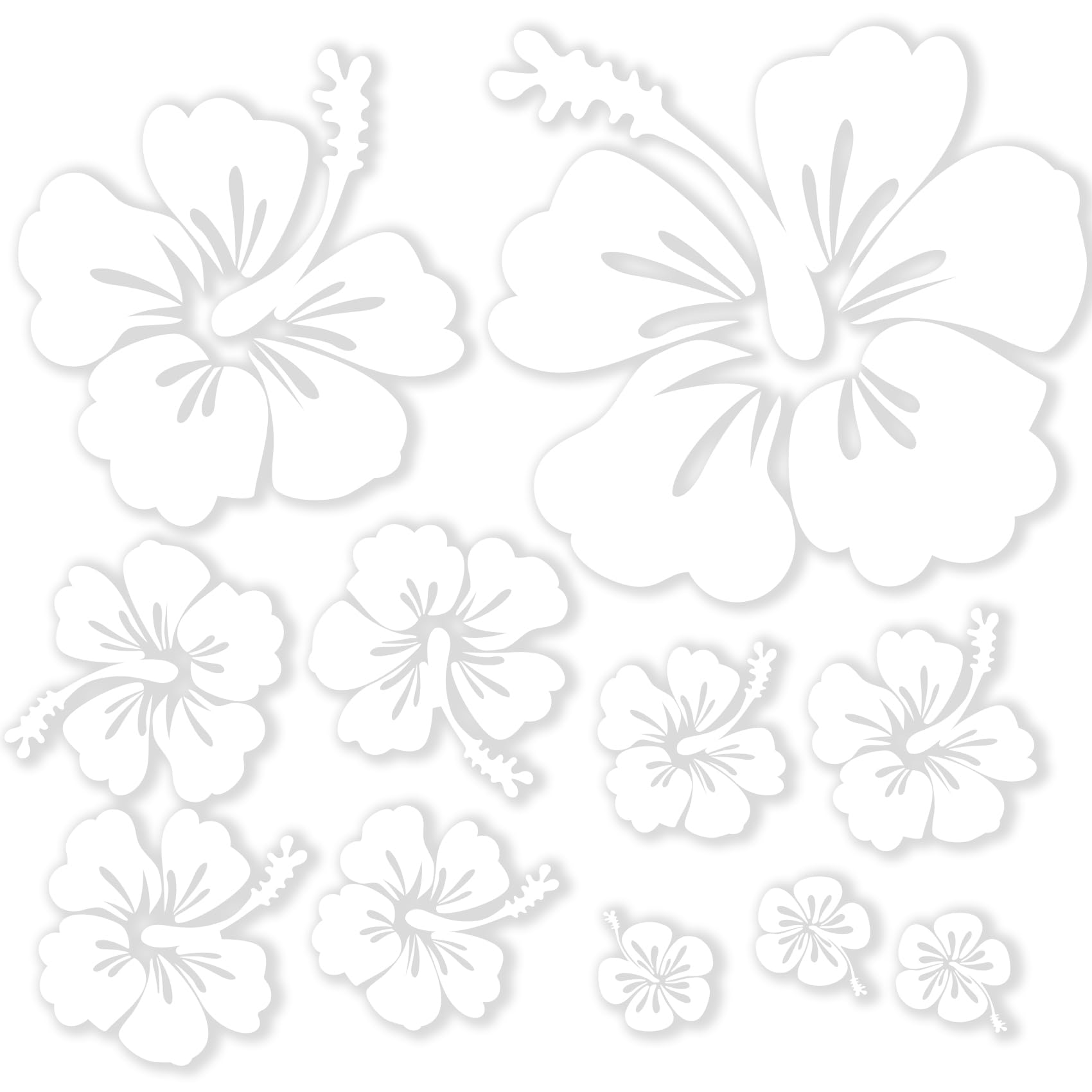 Finest Folia 02 White Decorative Sticker Hibiscus Flowers Home Decoration Sticker Home Sticker Living Toilet Lid Fridge Laptop Toilet Self-Adhesive K165 (02 White)