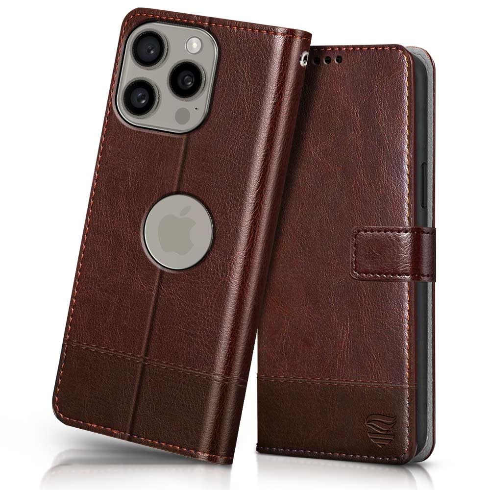 FLIPPED Vegan Leather Flip Case Back Cover for Apple iPhone 15 Pro Max (Flexible, Shock Proof | Hand Stitched Leather Finish | Card Pockets Wallet & Stand | Tan with Brown) (B0CJNSPTN4) Amazon Price History, Amazon Price Tracker