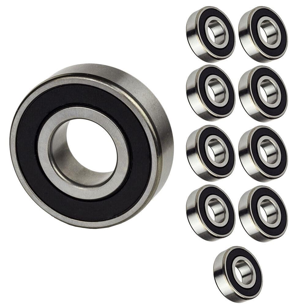 Jeremywell 10-Pieces 6206 2RS, C3 Fit Premium Radial Ball Bearing 30x62x16mm, Rubber Sealed