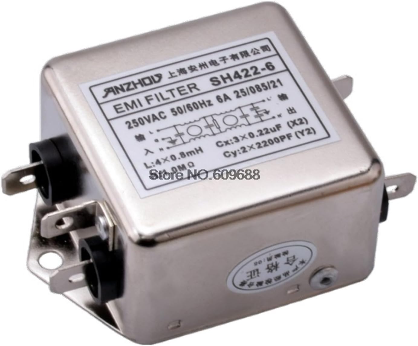 SH422-3A SH422-6A Single-Phase Double-Section AC EMI Power Filter SH422-10A 3A 6A 10A(3A)