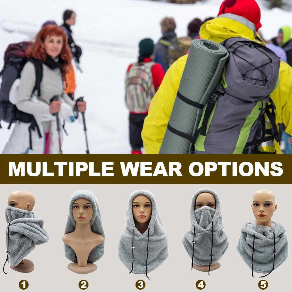 Capucha de sherpa, máscara de esquí de forro polar, máscara facial resistente al viento, máscara facial cálida a prueba de frío, bufanda para hombres y mujeres