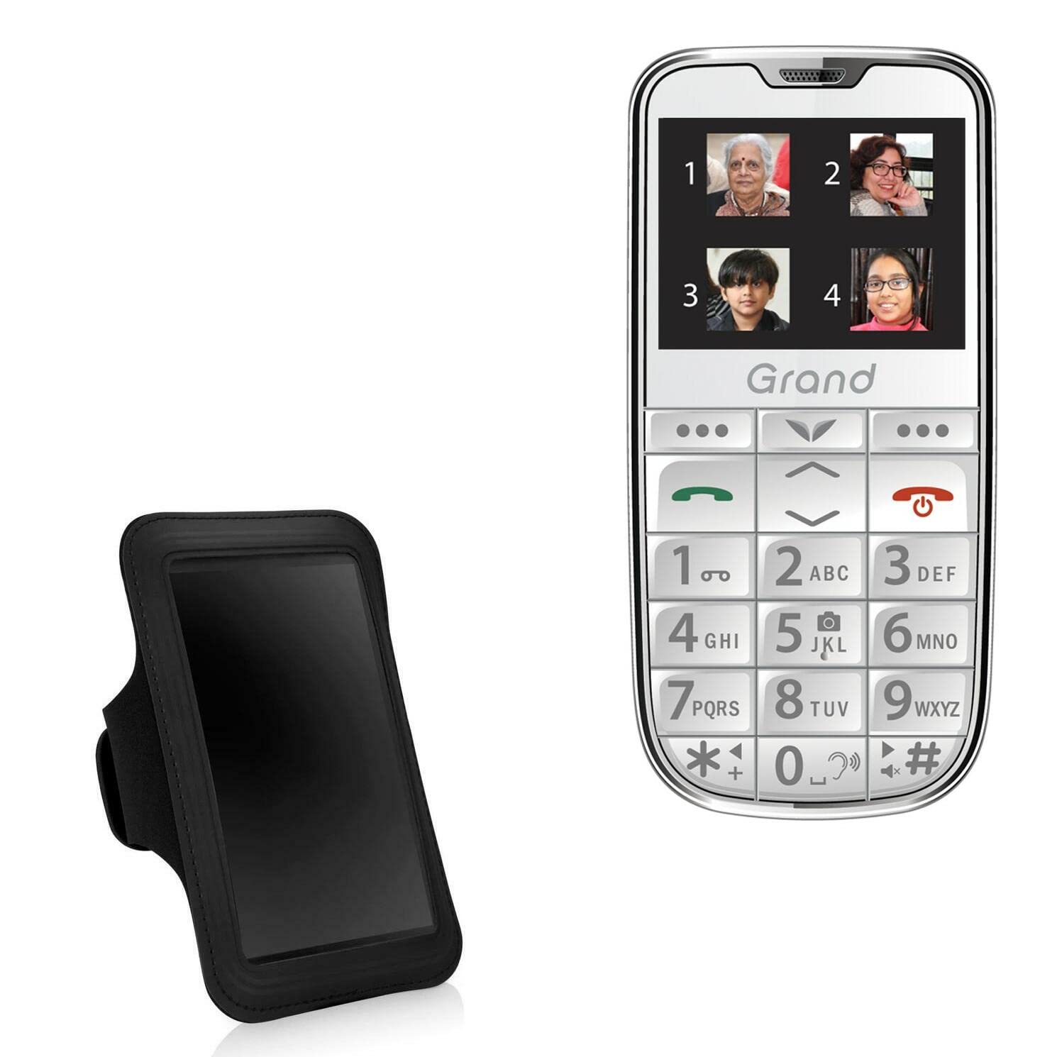 BoxWave Case Compatible with Easyfone Grand - Sports Armband, Adjustable Armband for Workout and Running for Easyfone Grand, Easyfone Grand, Elite - Jet Black