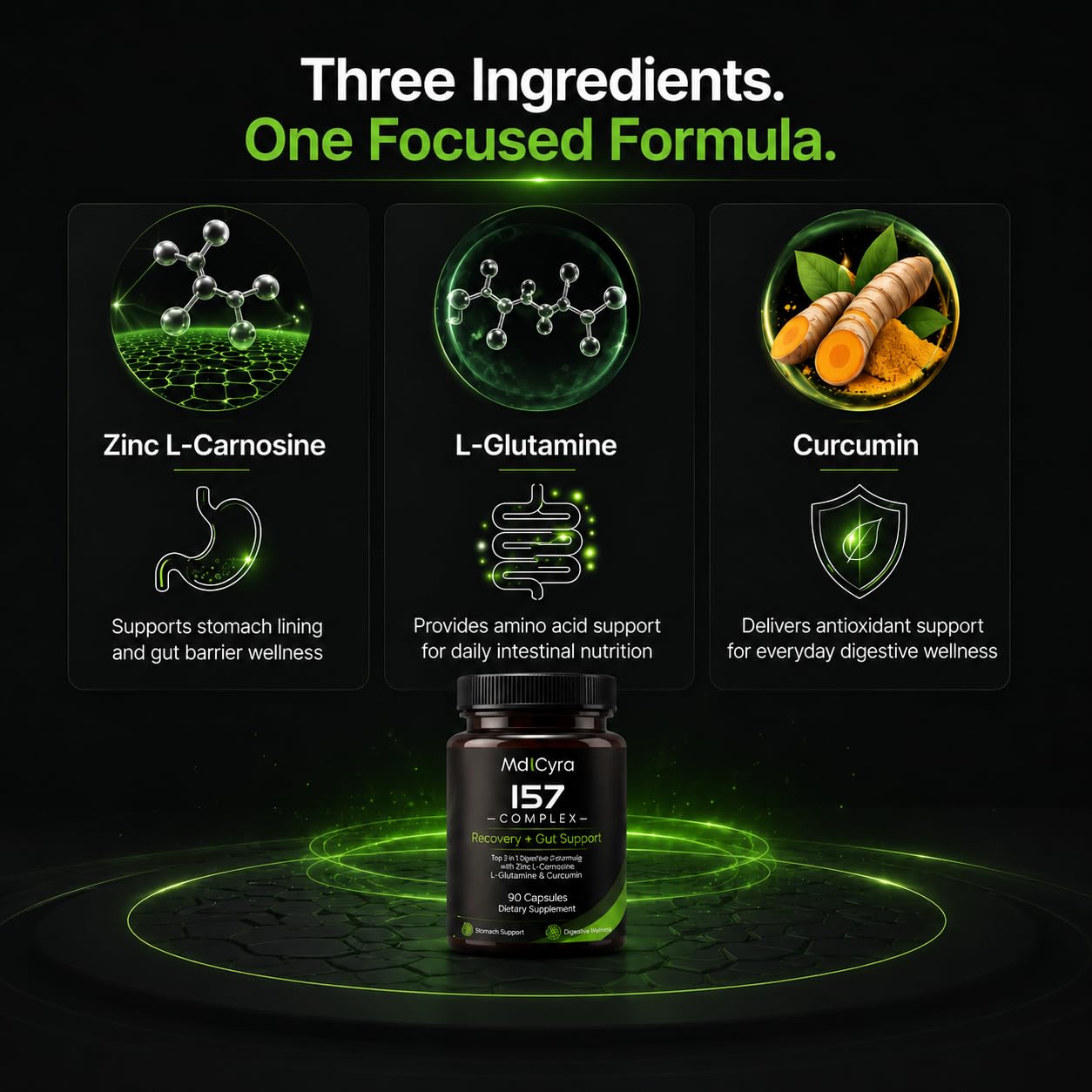 Zinc Carnosine Gut Health Supplement ，with L Glutamine and Curcumin for Digestive Lining and Daily Digestive Wellness GMP Certified Facility 60 Capsules — Amazon image 3