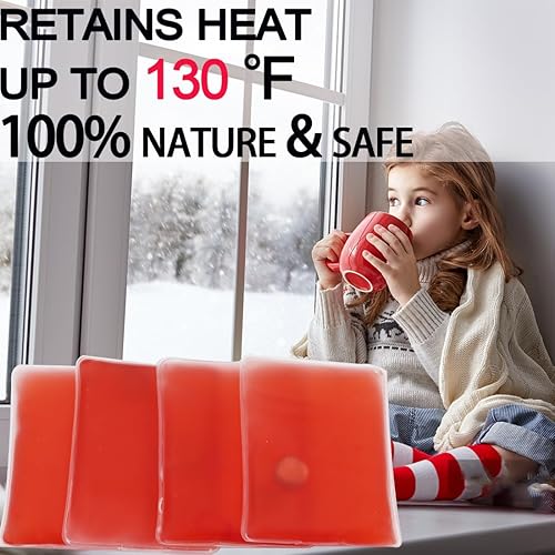Miniatura 6 de Paquete de calor reutilizable de 4 piezas, calentadores de manos con clic, calentadores de manos de gel, lindo calor de larga duración para