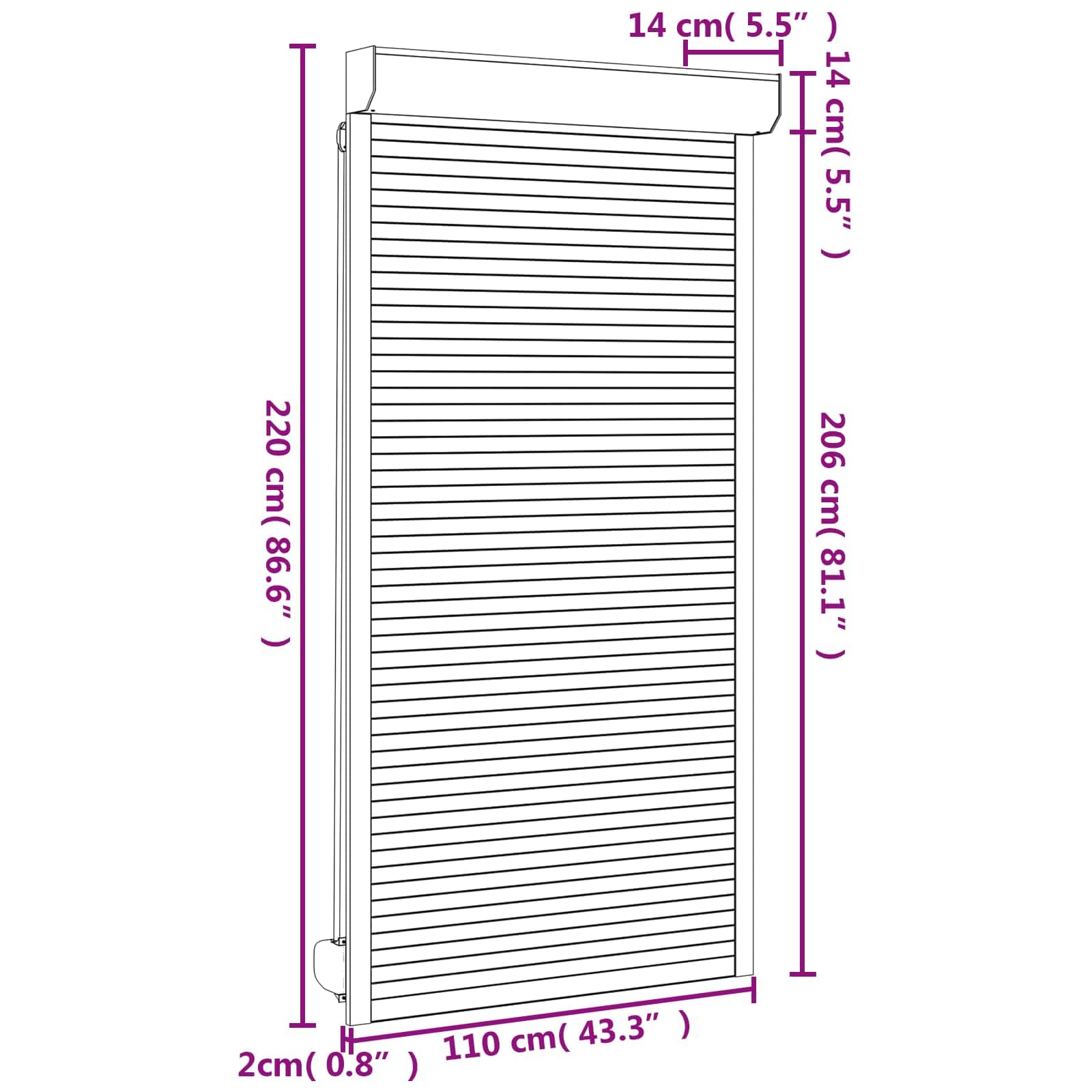 Volet roulant blanc, 110 x 220 cm, aluminium polyuréthane, rail de guidage, pilote manuel pour façade, fenêtre, extérieur, protection et brise-vue