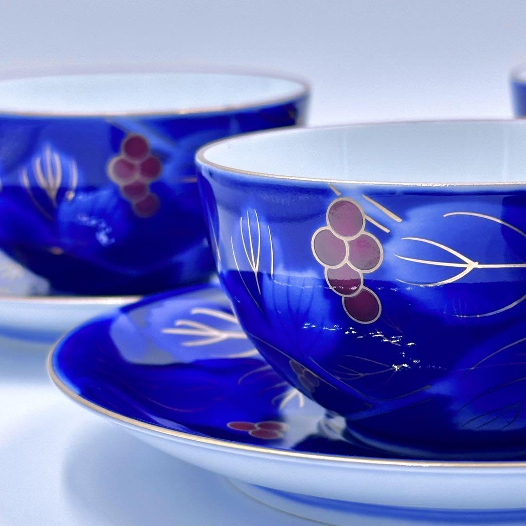 深川製磁 瑠璃葡萄 デミタスカップ&ソーサー 6客セット　花瓶　牡丹 有田焼 深川製磁 宮内庁御用達 染錦葡萄外赤 カップ&ソーサー 2客