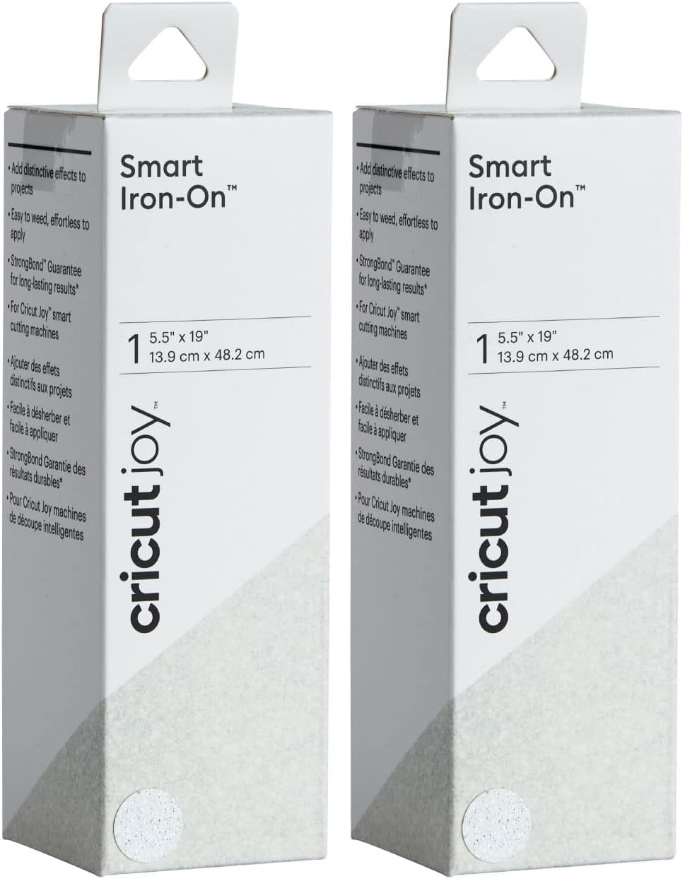 Cricut Joy Smart Glitter Iron On - White, 2-Pack (5.5"x19" Rolls) - HTV Heat Transfer Vinyl, Compatible with Cricut Joy Machine