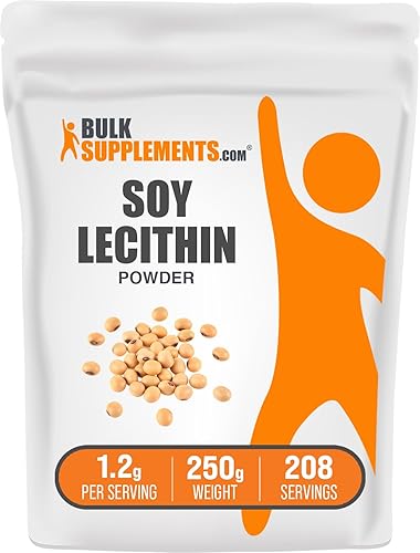 BulkSupplements. com Lecitina en polvo (lecitina de soja) - Suplemento dietético, procedente de soya - Sin gluten, sin relleno - 1200mg (0.04oz) por