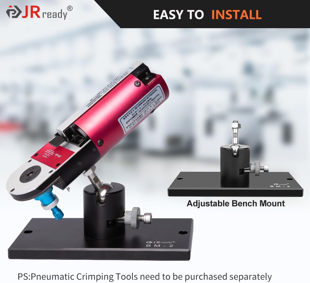 JRready BM-2 Adjustable Bench Mount for Use with YJQ-W1Q/YJQ-W2Q/YJQ-W7Q/YJQ-W2DTQ Series Pneumatic Crimping Tools,Pneumatic Crimping Machine Accessory Tool for Cars, Motorcycle, Truck, Marine